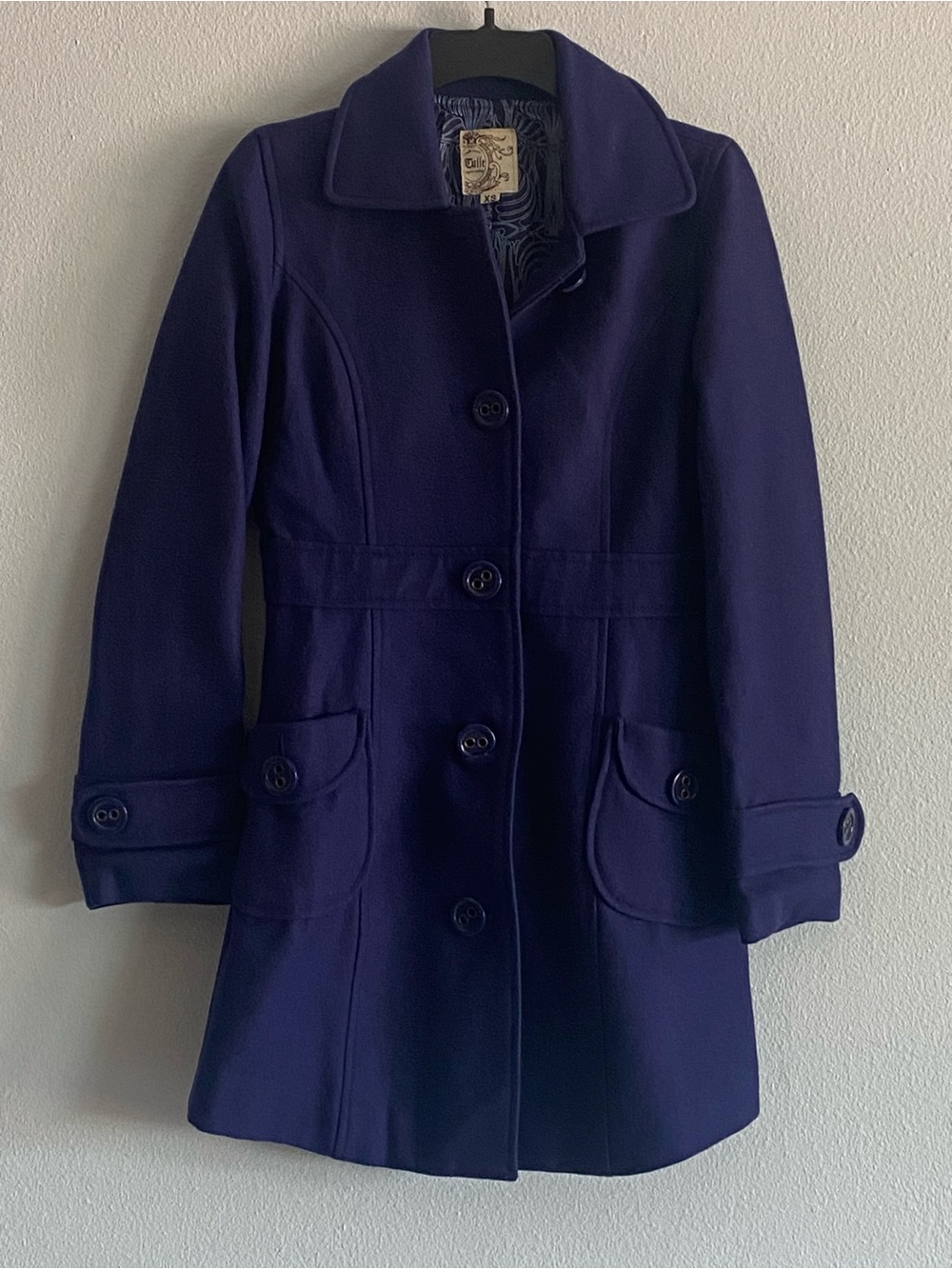 Tulle Women's Deep Purple Wool-Blend Pea Coat
